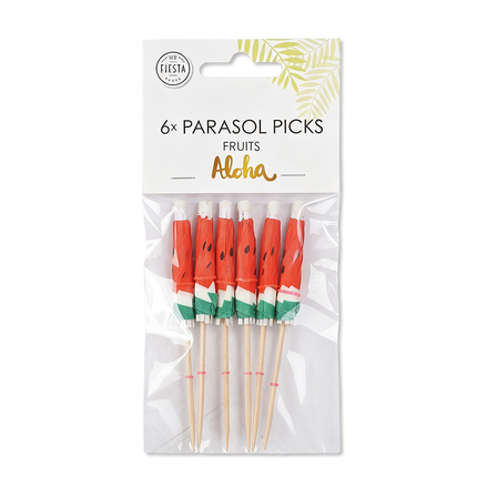 Hawaii Parasol Prikkers Watermeloen 8cm 6st