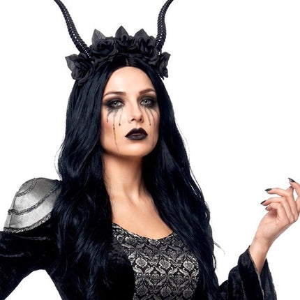 Halloween Haarband Zwart Duivel Bloem
