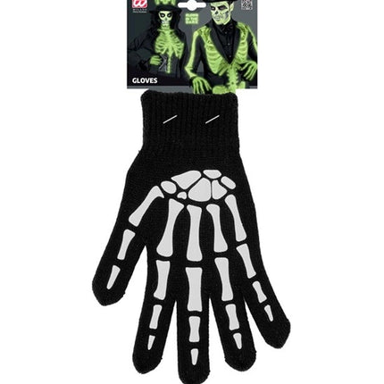 Halloween Handschoenen Zwart Wit Skelet Glow In The Dark