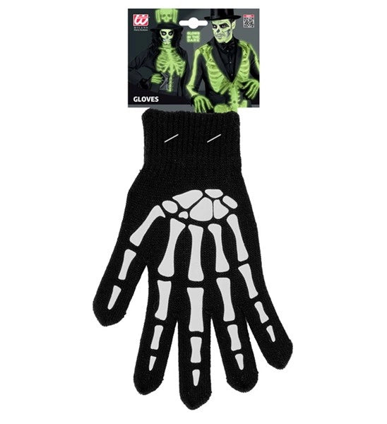 Halloween Handschoenen Zwart Wit Skelet Glow In The Dark