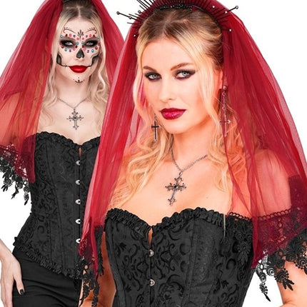 Halloween Sluier Rood Zwart
