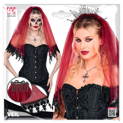 Halloween Sluier Rood Zwart