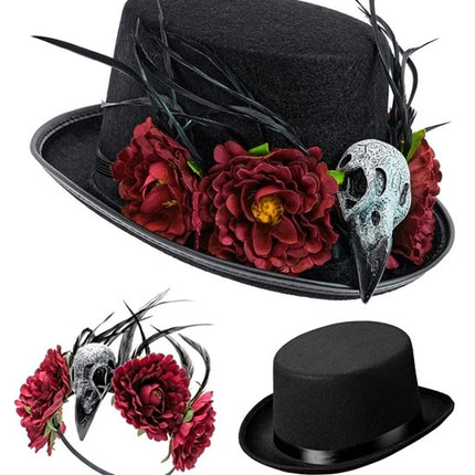 Halloween Hoed Voodoo Bloemen En Skelet