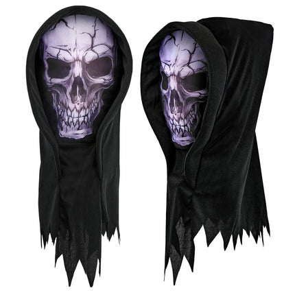 Schedel Masker Zwart Met Kap