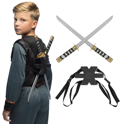 Set 2 ninjazwaarden met houder (52 cm)