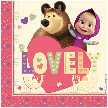 Masha En De Beer Servetten Gekleurd 33cm 20st