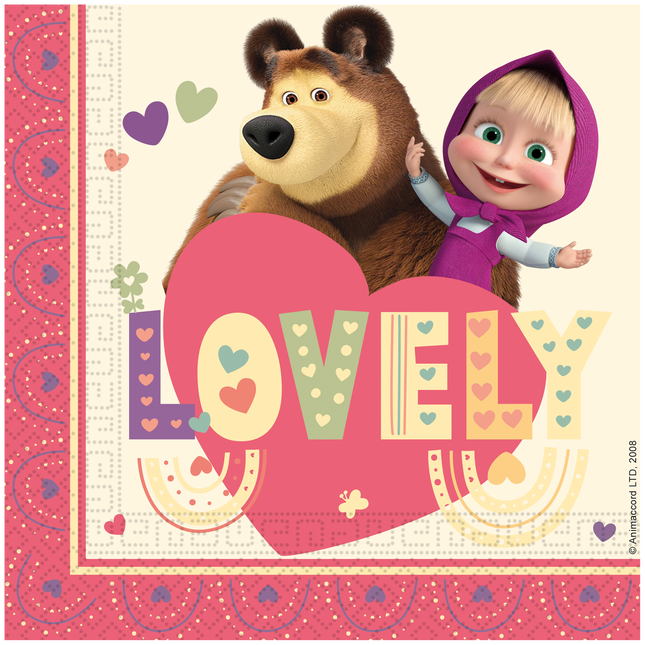 Masha En De Beer Servetten Gekleurd 33cm 20st