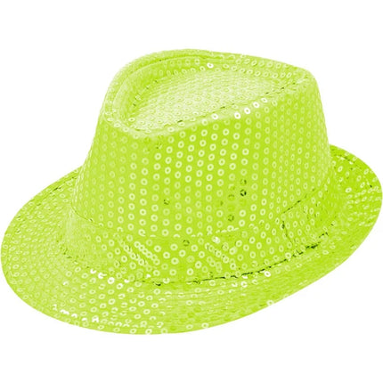 Neon Groene Hoed Glitters