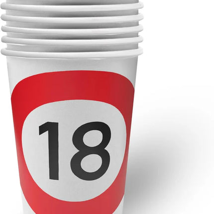 18 Jaar Bekers Verkeersbord 250ml 8st