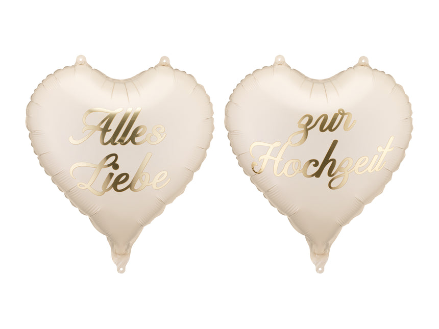 Folieballonnen hartjes ‘'Alles Liebe zur Hochzeit’', 45 cm, mix