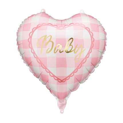Folieballon hart Baby, 35 cm, lichtroze