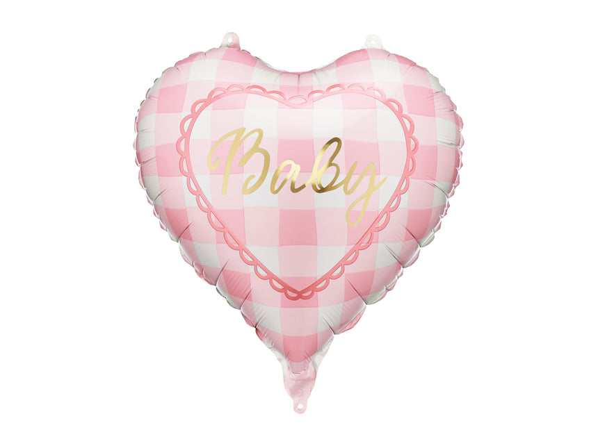 Folieballon hart Baby, 35 cm, lichtroze