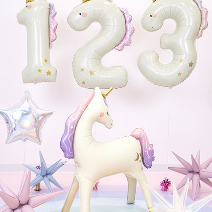 Helium Ballon 1 jaar Unicorn, 93cm, mix