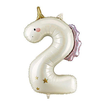 Heliumballon 2 jaar Unicorn, 93cm, mix