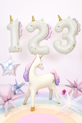 Heliumballon 3 jaar Unicorn, 93cm, mix