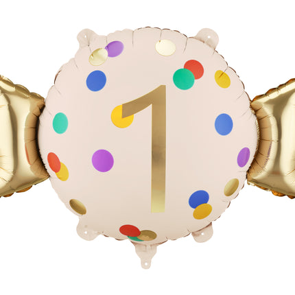 Folieballon Candy 1 jaar, 61x37 cm, mix