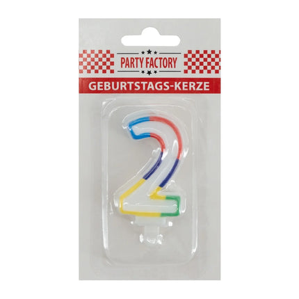 2 Jaar Kaars Gekleurde Rand 7cm