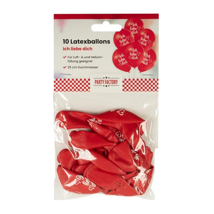 Rood Ballonnen Ich Liebe Dich 30cm 10st