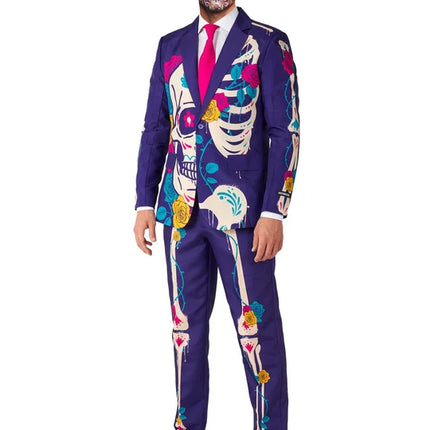 Sugar Skull Kostuum Heren Paars 3-delig