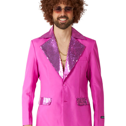 Disco Kostuum Heren Roze 2-delig