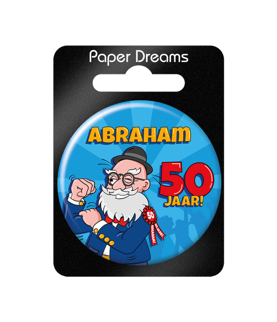 Abraham Button 50 Jaar 5,5cm van Paper Dreams koop je bij Partywinkel
