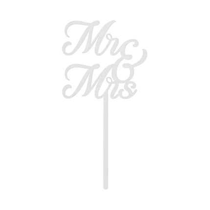 Acryl taarttopper MR & MRS, wit, 16,5 cm van Partydeco koop je bij Partywinkel