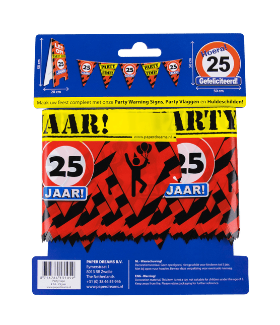 Afzetlint 25 Jaar 12m van Paper Dreams koop je bij Partywinkel