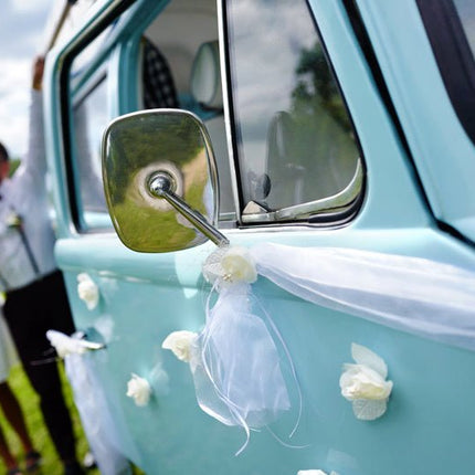Autodecoratie Witte Bloem 1,8m 2st van Partydeco koop je bij Partywinkel