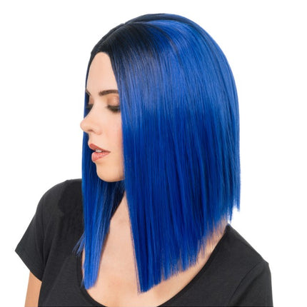 Aya Pruik Blauw Zwart 40cm
