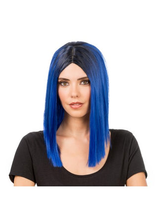 Aya Pruik Blauw Zwart 40cm
