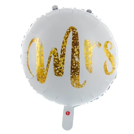 Witte Helium Ballon Mrs Leeg 45cm