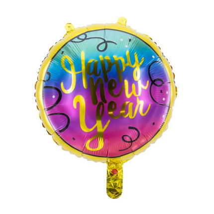 Happy New Year Helium Ballon Gekleurd Leeg 45cm