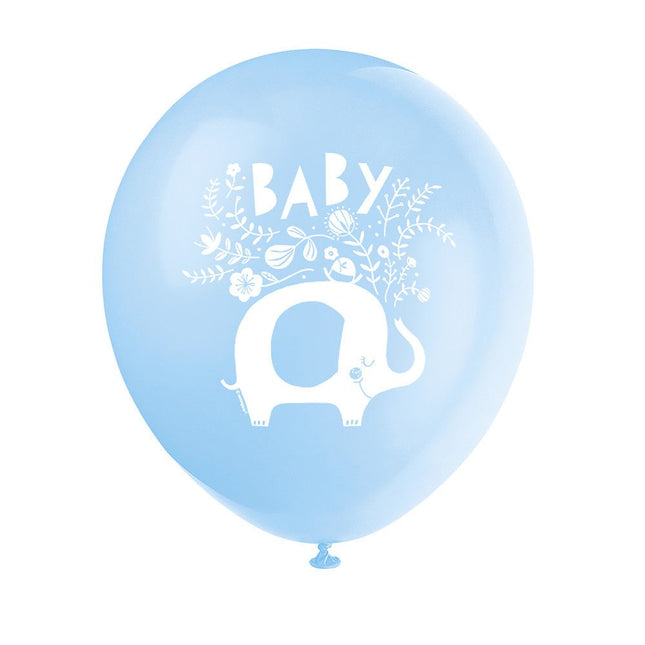 Baby Olifant Ballonnen Blauw 30cm 8st van Unique koop je bij Partywinkel