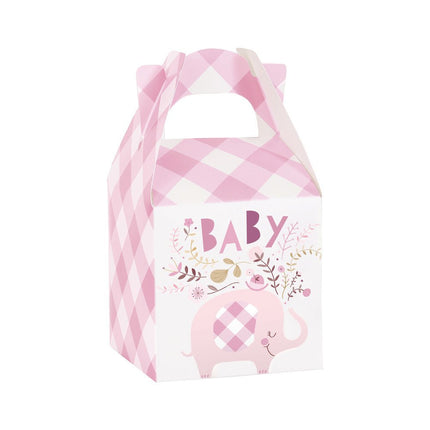 Baby Olifant Geschenkdoosjes Roze 8st van Unique koop je bij Partywinkel