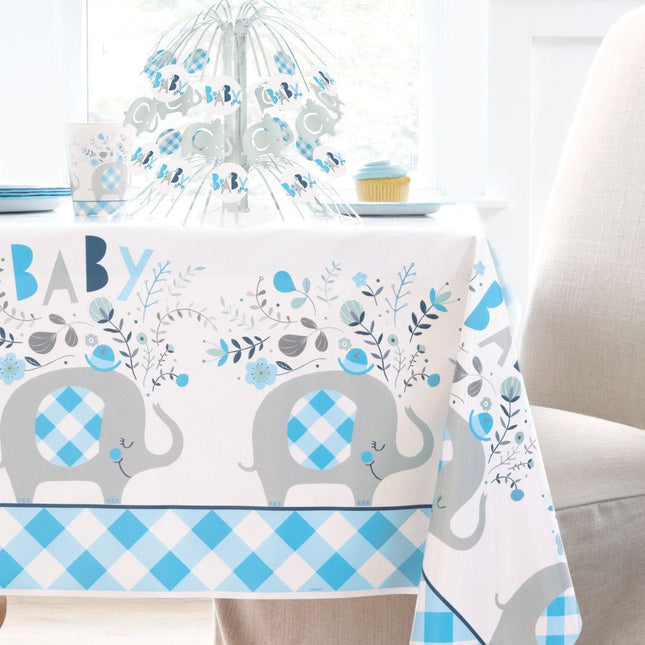 Baby Olifant Tafelkleed Lichtblauw 2,13m van Unique koop je bij Partywinkel