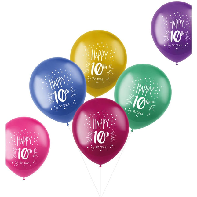 Ballonnen 10 jaar Happy 10th 33cm 6st van Folat koop je bij Partywinkel