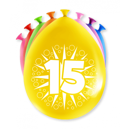 Ballonnen 15 Jaar Meerkleurig 30cm 8st van Paper Dreams koop je bij Partywinkel