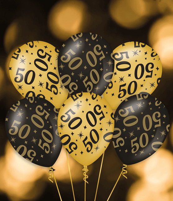 Ballonnen 21 Jaar Goud Zwart 30cm 6st van Paper Dreams koop je bij Partywinkel