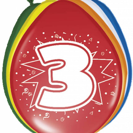 Ballonnen 3 Jaar 30cm 8st van Folat koop je bij Partywinkel