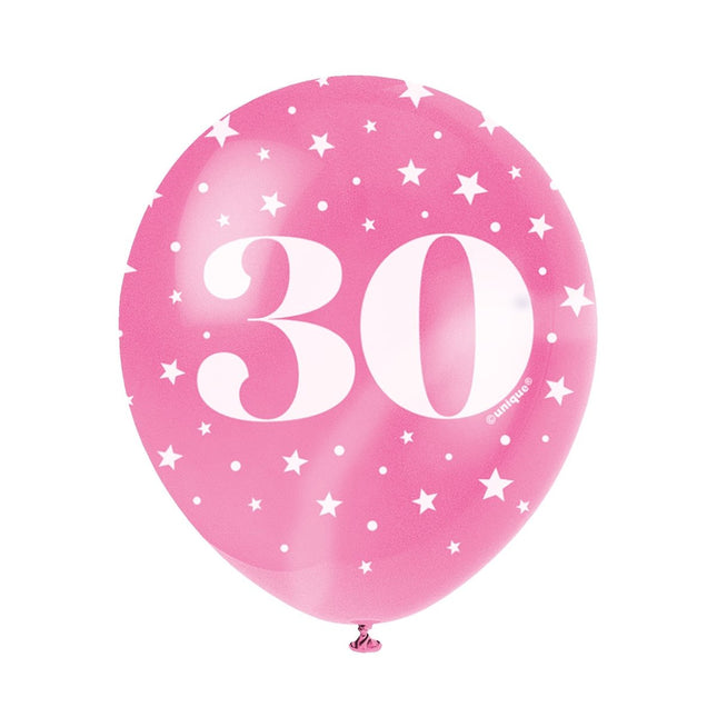 Ballonnen 30 Jaar Confetti 30cm 5st van Unique koop je bij Partywinkel