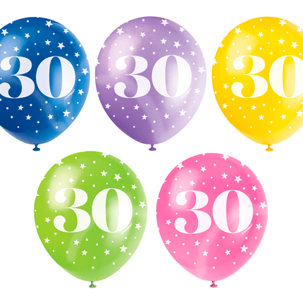 Ballonnen 30 Jaar Confetti 30cm 5st van Unique koop je bij Partywinkel