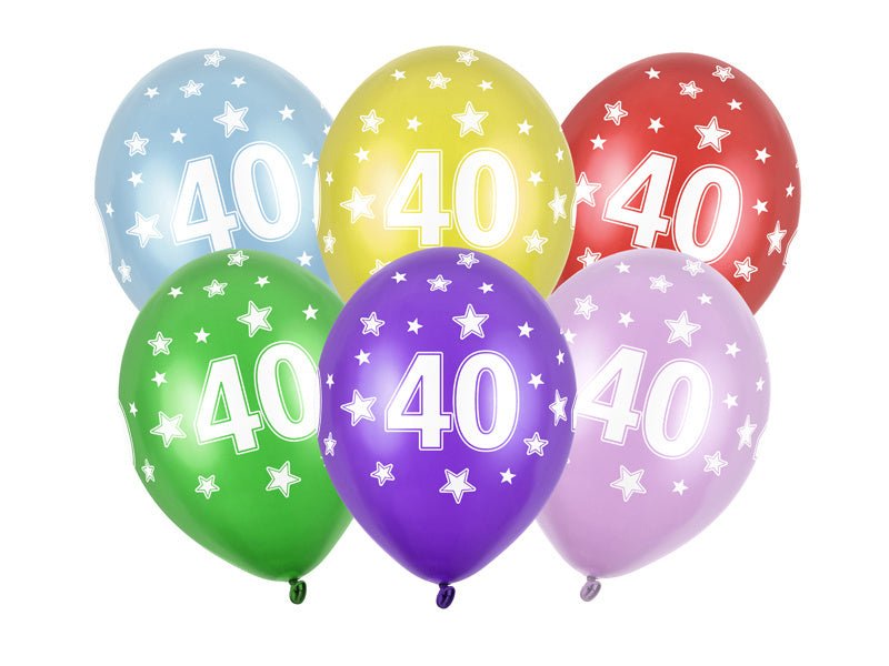 Ballonnen 40 Jaar Gekleurd Metallic 30cm 6st van Partydeco koop je bij Partywinkel