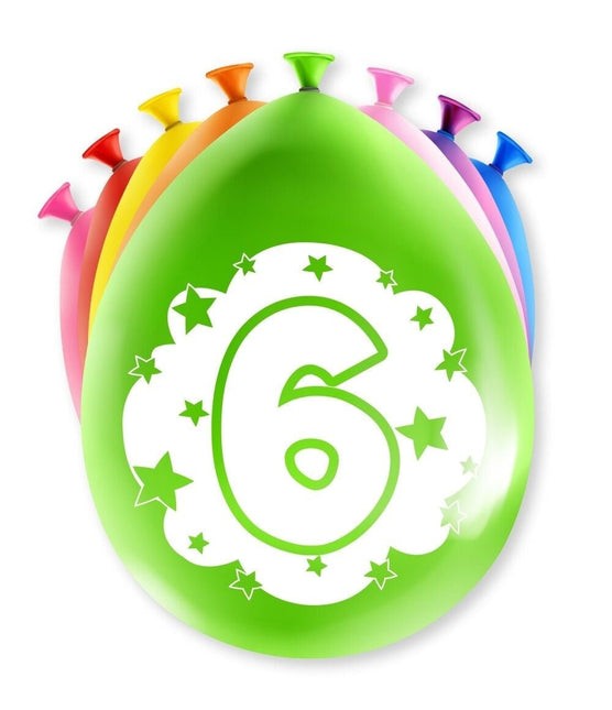 Ballonnen 6 Jaar Hoera 30cm 8st van Paper Dreams koop je bij Partywinkel