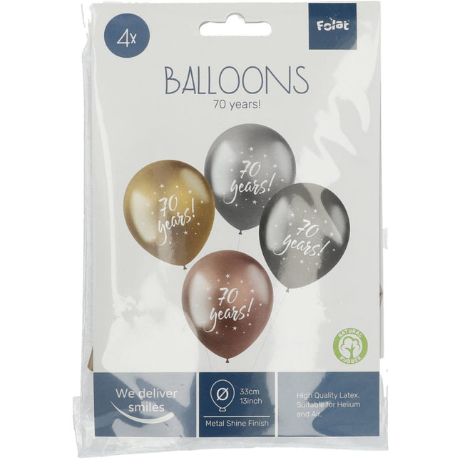 Ballonnen 70 Years 33cm 4st van Folat koop je bij Partywinkel