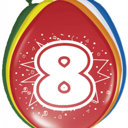 Ballonnen 8 Jaar 30cm 8st van Folat koop je bij Partywinkel