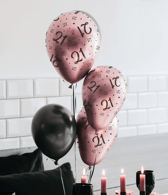 Ballonnen 80 Jaar Rose Zwart 30cm 8st van Paper Dreams koop je bij Partywinkel