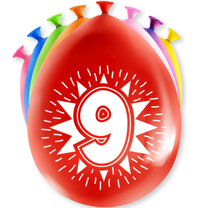 Ballonnen 9 Jaar Hoera 30cm 8st van Paper Dreams koop je bij Partywinkel