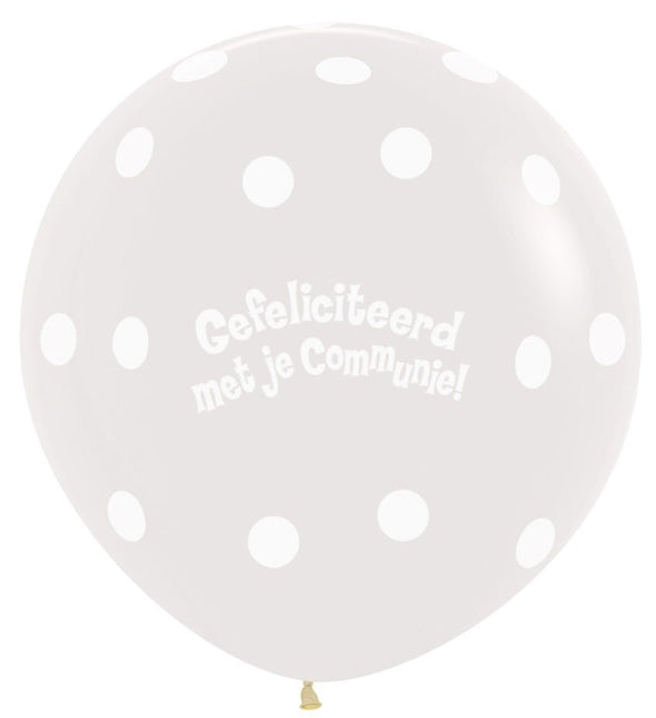 Ballonnen Communie Polka Dots Crystal Clear 91cm 2st van Sempertex koop je bij Partywinkel