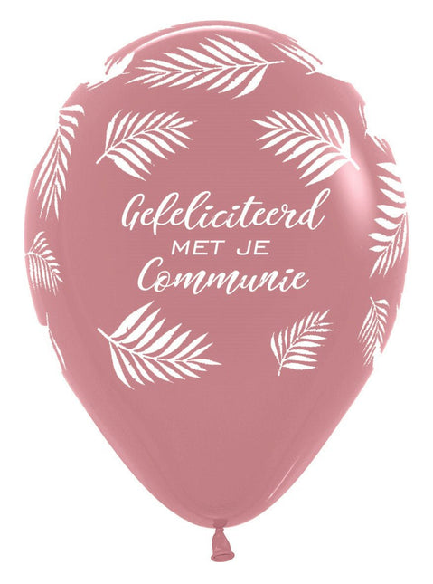 Ballonnen Gefeliciteerd Met Je Communie Palms Rosewood 30cm 25st van Sempertex koop je bij Partywinkel