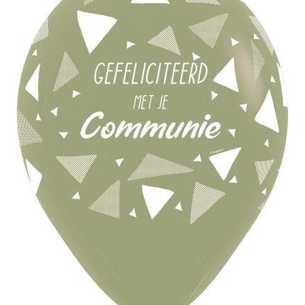 Ballonnen Gefeliciteerd Met Je Communie Triangles Eucalyptus 30cm 25st van Sempertex koop je bij Partywinkel